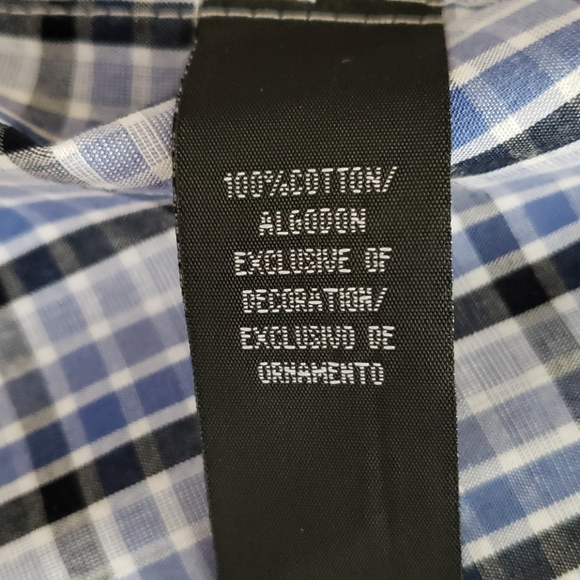 Calvin Klein Jeans Boys blue plaid shirt. - Picture 3 of 4